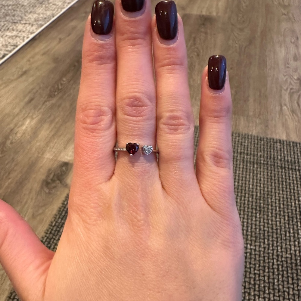 Sterling Silver Heart ring w/ diamonds